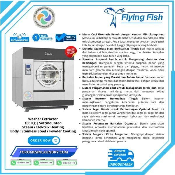 Spek / Brosur Washer Extractor Flyingfish kap. 100kg