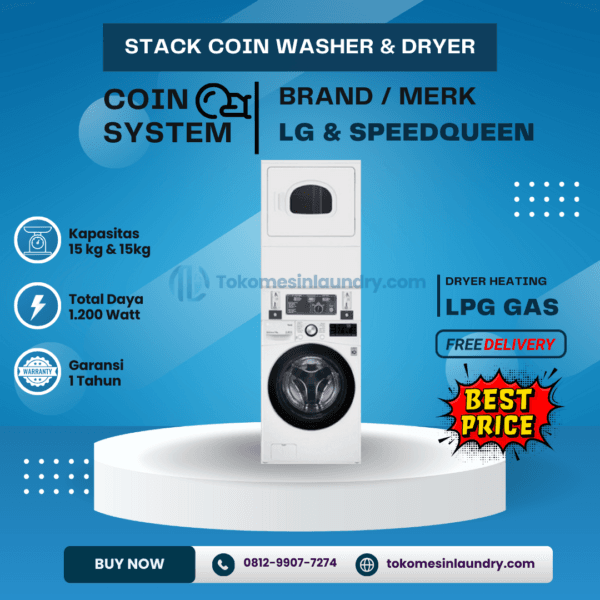 Stack LG 15kg SpeedQueen Coin Operated