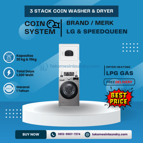 Stack LG 20kg SpeedQueen Coin Operated