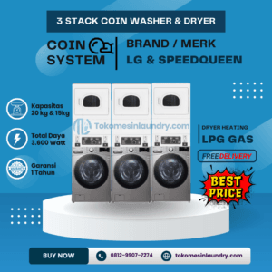Stack LG 20kg SpeedQueen Coin Operated 3 Set