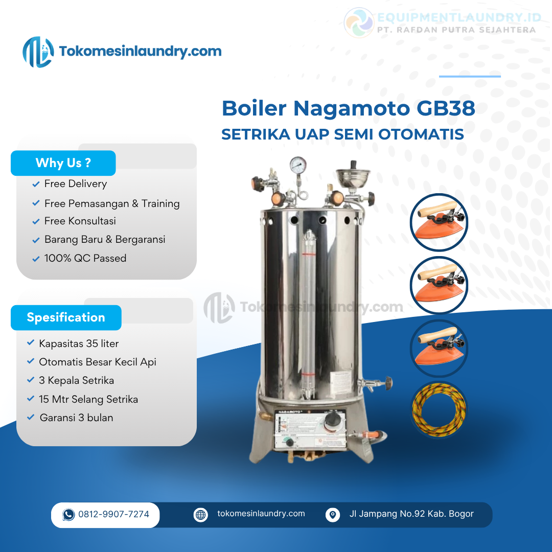 Boiler Setrika Uap Nagamoto 35 Liter Semi Otomatis