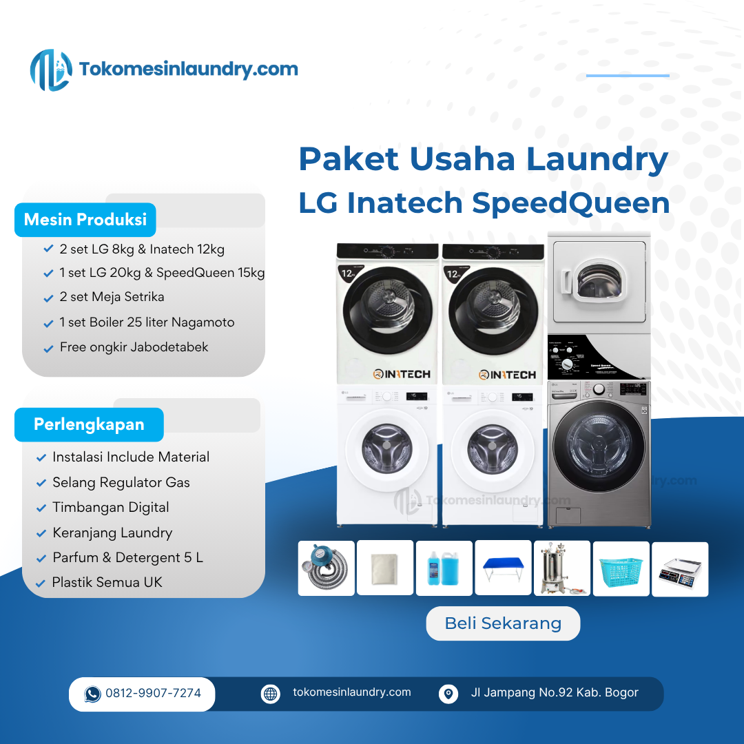 Paket Usaha Laundry Mix 3 - LG dan Inatech SpeedQueen