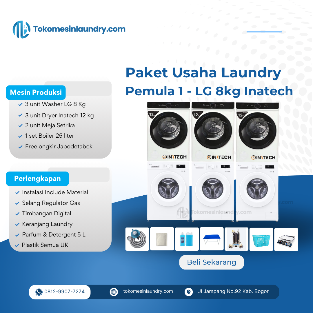 Paket Usaha Laundry Pemula 3 - LG dan Inatech