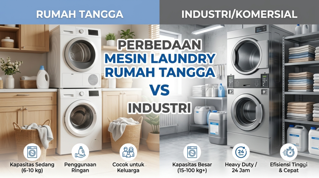 Perbedaan Mesin Laundry Rumah Tangga dan Mesin Laundry Industri