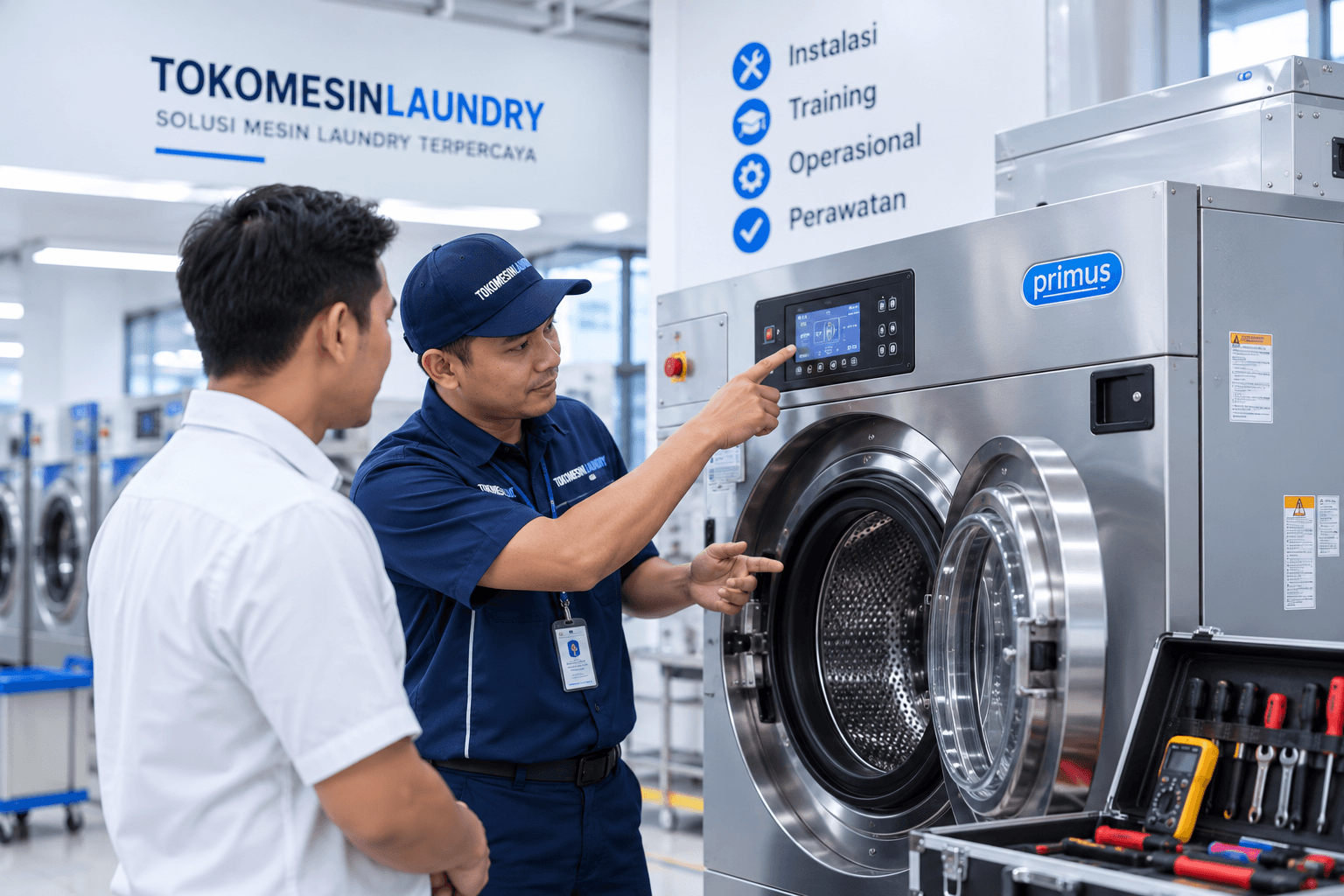 Teknisi profesional layanan mesin laundry
